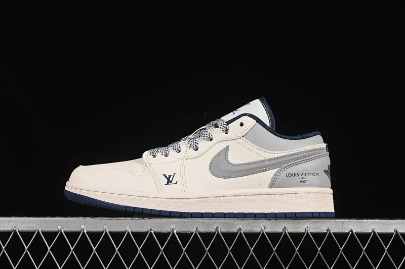 All categories Air Jordan Jordan series basketball shoes Air Jordan 1 Low High-end customized low-top sneakers Air Jordan 1 Low AJ1 Joe 1 LV co-branded ash three-dimensional hook High-end customized low-top retro basketball shoes XS6086-557